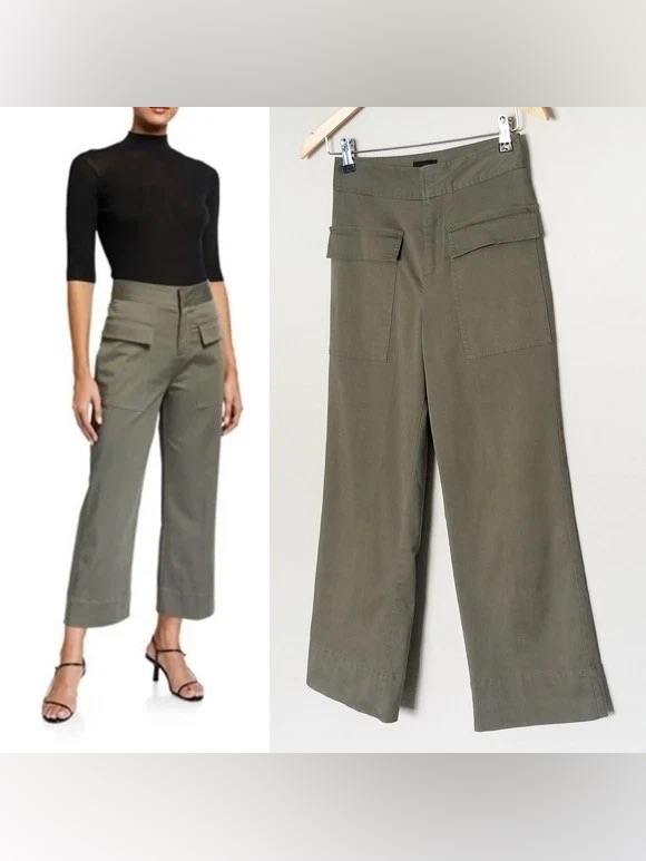 Atm Anthony Thomas Melillo Olive Cropped Wide-Leg Utility Pants